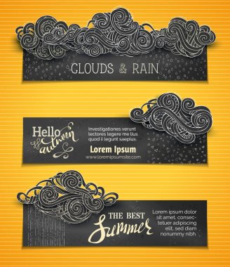 set of chalk weather horizontal banners clipart