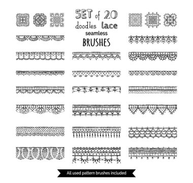 set of lace seamless brushes. clipart