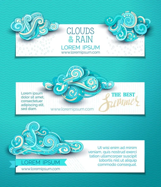 Set of cloudy horizontal banners. — Stock Vector