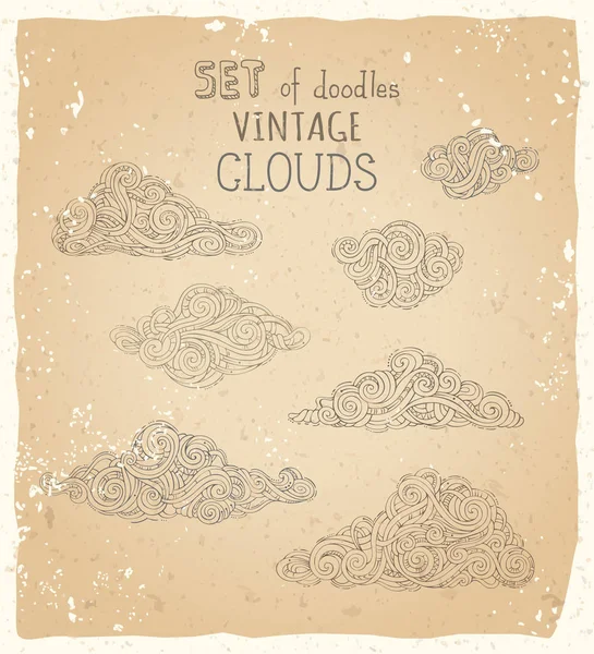 Set of vintage clouds. — Stock Vector