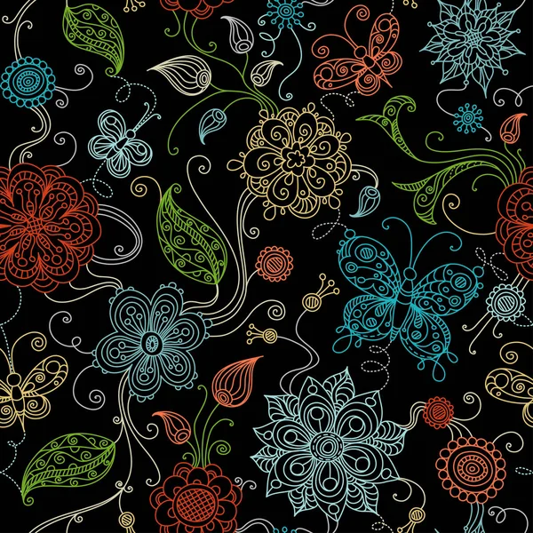 Patrón floral sin costuras — Vector de stock