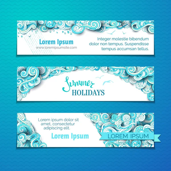 Set van zomer hemel horizontale banners. — Stockvector