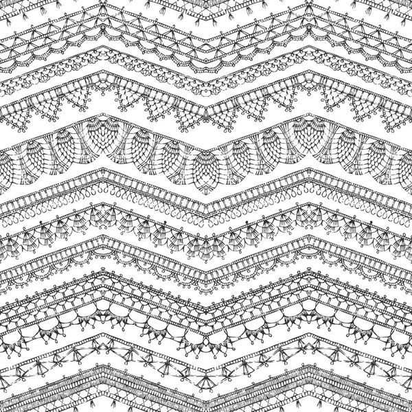 Seamless pattern of crochet lacy edges. — Stock Vector