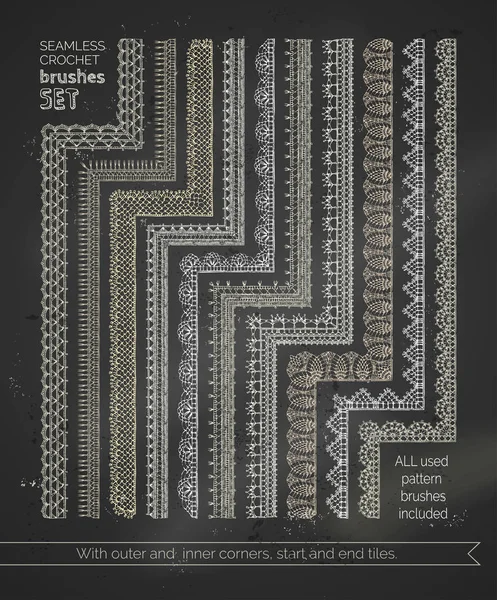 Conjunto de escovas de crochê sem costura . —  Vetores de Stock