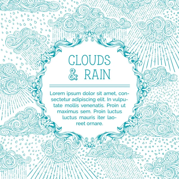 Outlined clouds and rain background. — Stock Vector