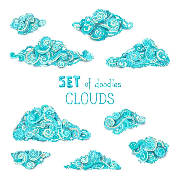 Σύνολο doodles σύννεφα. — Διανυσματικό Αρχείο
