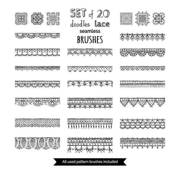 Set of lace seamless brushes. — Stock Vector