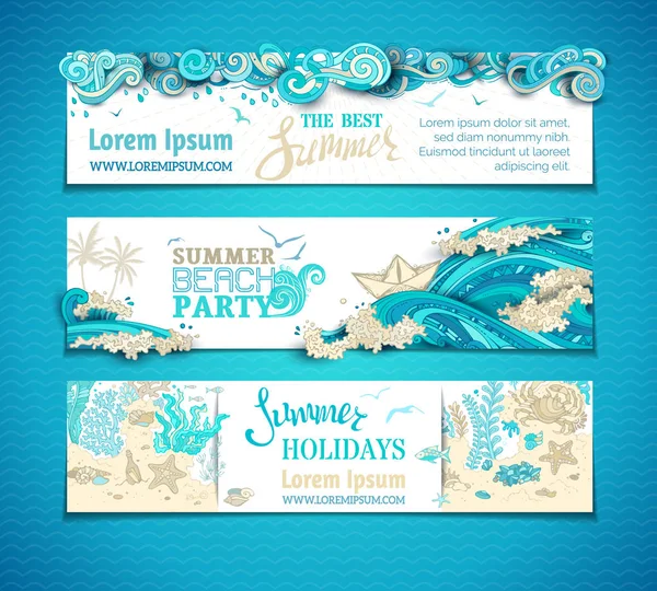 Sommar semester banners set — Stock vektor