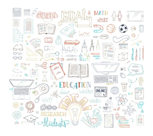 Vektor utbildning / jobb doodles ikoner. — Stock vektor