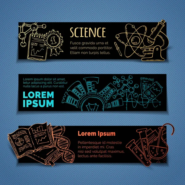 Vector set of science and education horizontal banners. — Stock Vector