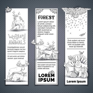 Dikey hayvan afiş kümesi.