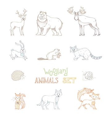 vahşi orman hayvanlar Seviyelendirilmiş kümesi.