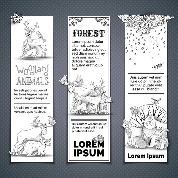 Serie di banner per animali verticali . — Vettoriale Stock