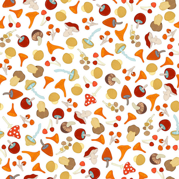 Vector seamless mushroom pattern.