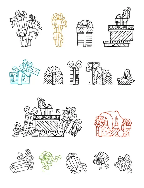 Serie di scarabocchi regali festivi . — Vettoriale Stock