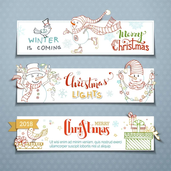 Conjunto de banners de Navidad horizontales — Archivo Imágenes Vectoriales