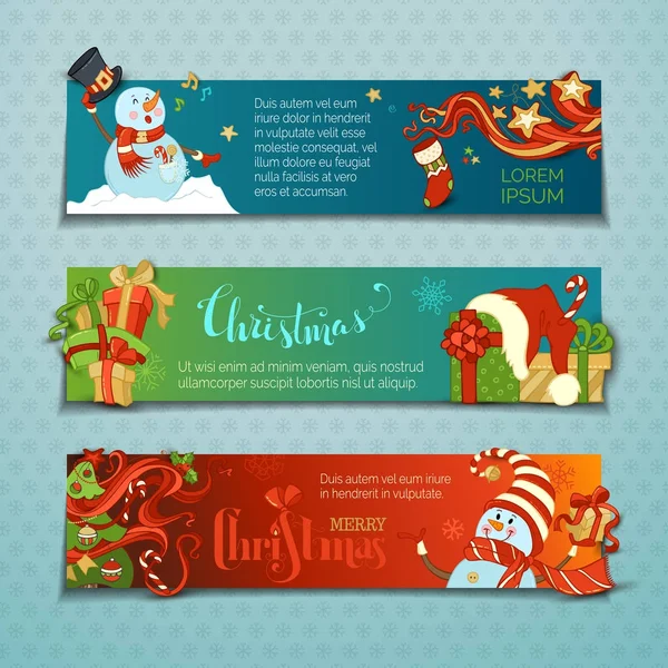 Set di banner natalizi orizzontali — Vettoriale Stock