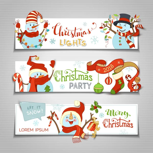 Conjunto de banners de Navidad horizontales . — Archivo Imágenes Vectoriales