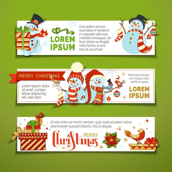 Conjunto de banners de Navidad horizontales . — Vector de stock