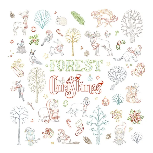 Griffes forêt ensemble de Noël . — Image vectorielle