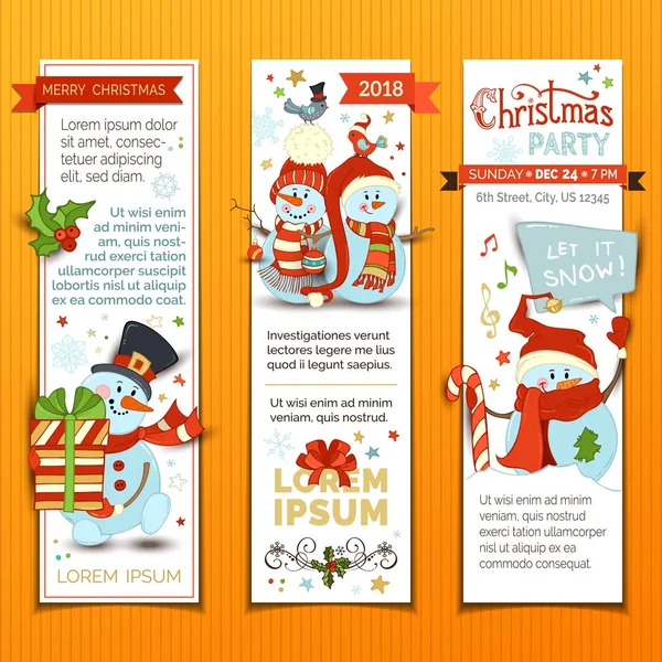 Conjunto de desenhos animados banners de Natal verticais — Vetor de Stock