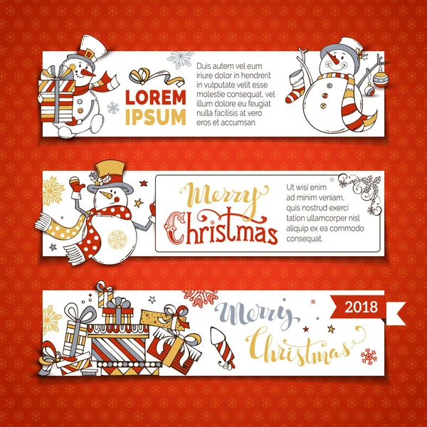 Conjunto de banners de Navidad horizontales — Archivo Imágenes Vectoriales