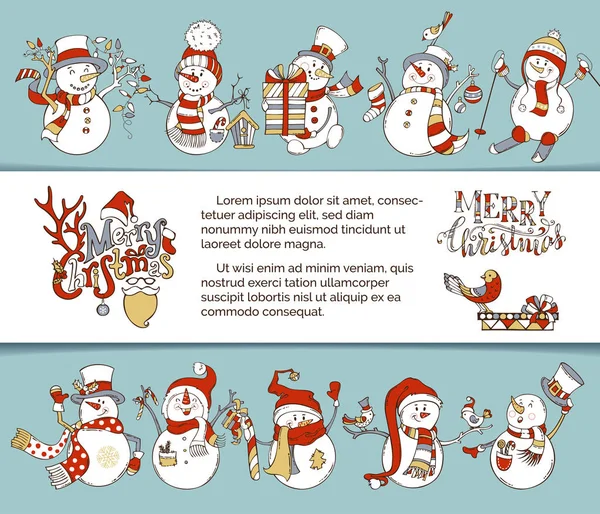 Navidad muñecos de nieve fondo . — Archivo Imágenes Vectoriales