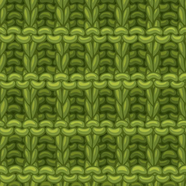 手描きの緑の綿の布無限の背景 高詳細ウール手編みの生地素材 — ストックベクタ