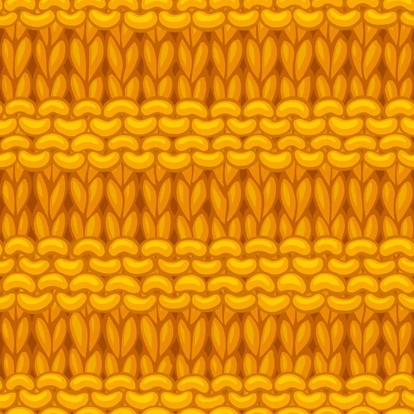 Material Tejido Punto Mano Algodón Amarillo Fondo Sin Límites Tejido — Vector de stock