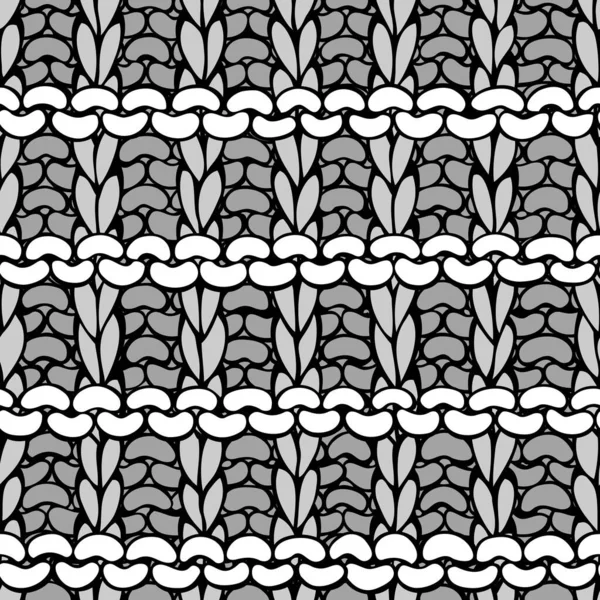 手绘球衣布无边无际的背景 高度详细的毛织手织面料材料 黑白插图 — 图库矢量图片