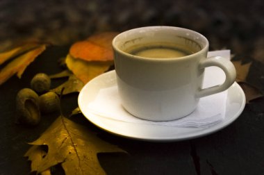 Bir fincan kahve ve düşmüş yapraklarla sonbahar sakin bir hayattır..