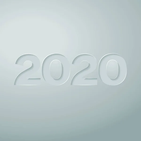 Dígitos 2020 recortados em papel com fundo cinza . —  Vetores de Stock