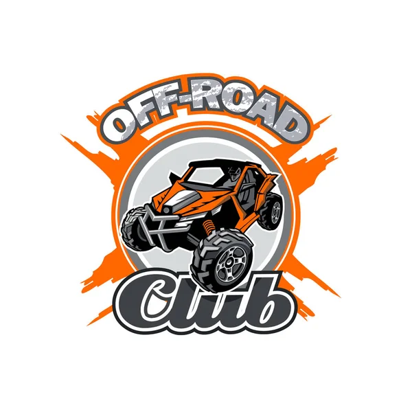 Off-Road Utv Club logotyp med orange buggy i mitten — Stock vektor