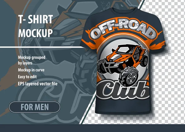 Mock-up van T-shirts met het logo van Utv Buggy off-road club — Stockvector