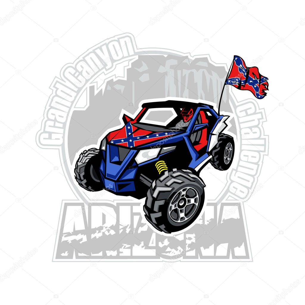 UTV car on Arizona Grand Canyon logo with confederate flag.