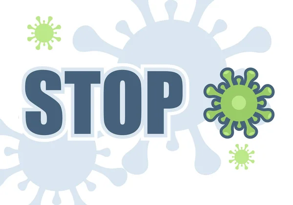 Stoppt Das Virus Plakat Mit Bakterien Herum — Stockvektor