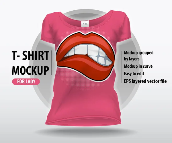 Arte Pop Cómic Estilo Con Labios Sexy Diseño Editable Camisetas — Vector de stock