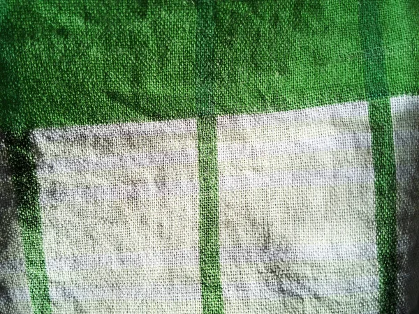 Textuur van groene en witte stof — Stockfoto