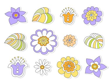 renkli çiçek Çizim, neşeli Childs'ın sorunsuz vect stilize