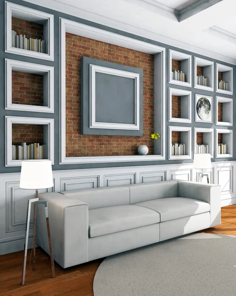 Sofá estilo branco no quarto vintage — Fotografia de Stock