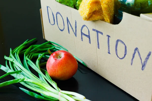 Donation Box Food Delivery Coronavirus Covid Relief Funds Donations Charity — Stock Photo, Image