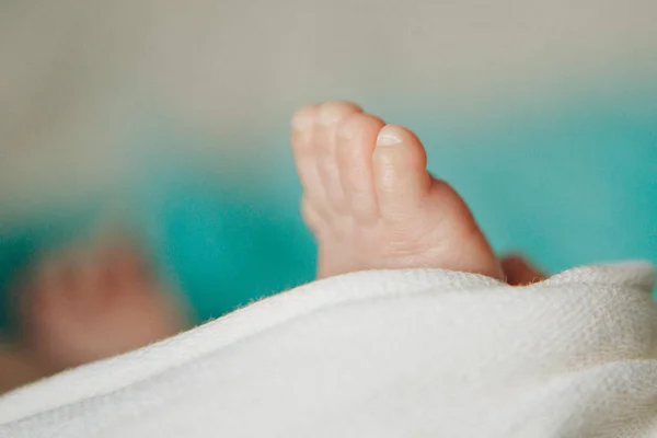Newborn Baby's feet. legs massage concept of childhood, health care, IVF, hygiene — Stock Photo, Image
