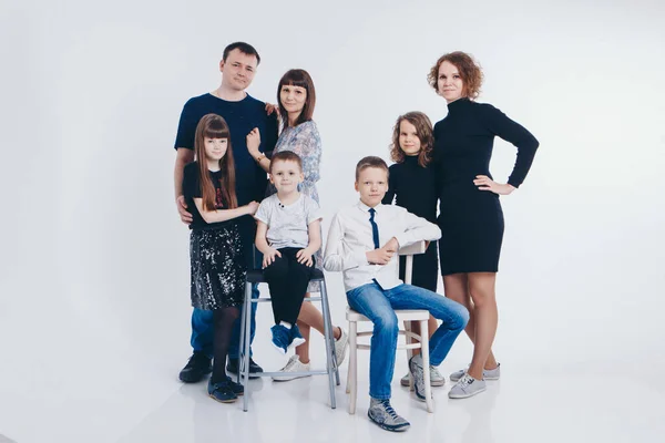 Concept Happy Childhood Family Love Group People White Background Adults — 스톡 사진