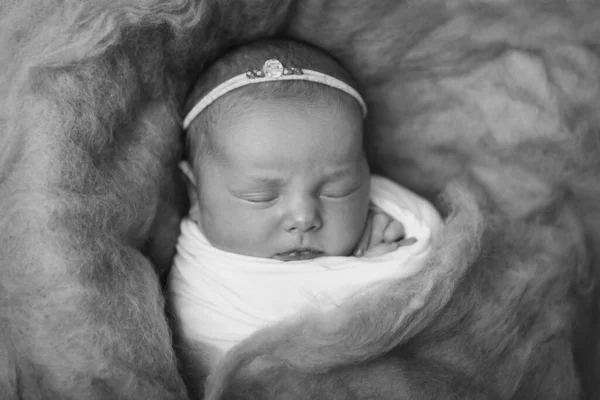 Obličej Novorozence Zblízka Oči Nos Rty Koncept Dětství Zdravotní Péče — Stock fotografie