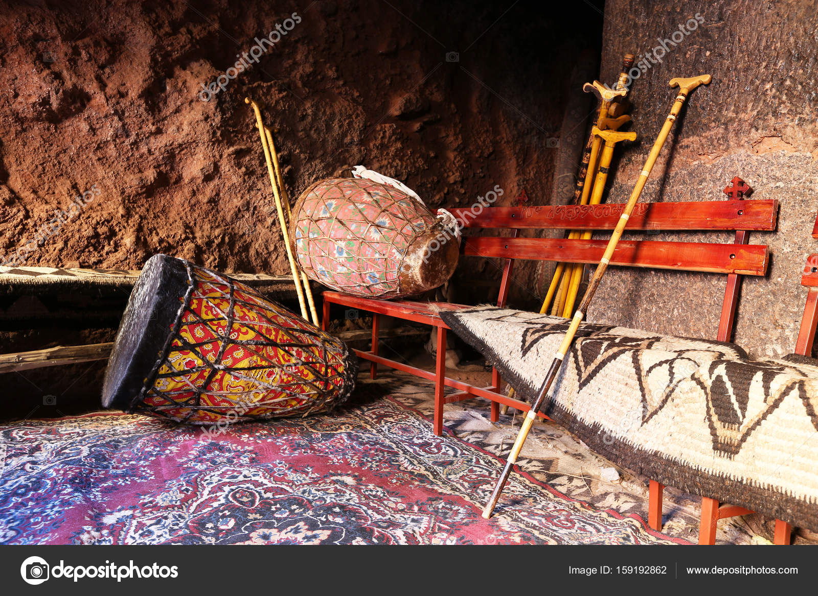 African drums and pilgrim rod, Ethiopia Stock Photo by ©fthuerig 159192862