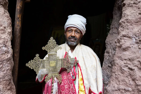 Αιθιοπία, Λαλιμπέλα, Ιανουάριος 2015, Αιθιοπίας μοναχός, συντακτική — Φωτογραφία Αρχείου