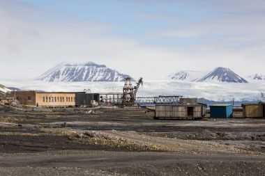 Terk edilmiş Rus maden kasabası Svalbard, Spitsbergen Pyramiden