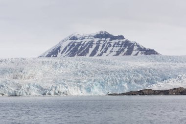Bir buzul ve Svalbard, Spitsbergen icebergs ile defne deniz