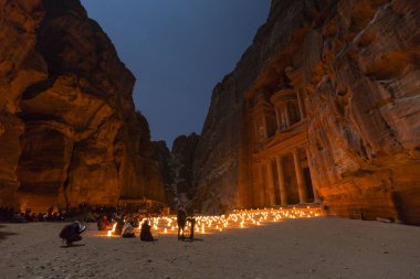 Petra, Jordan, 24th Aralık 2015, hazine, Petra gece.