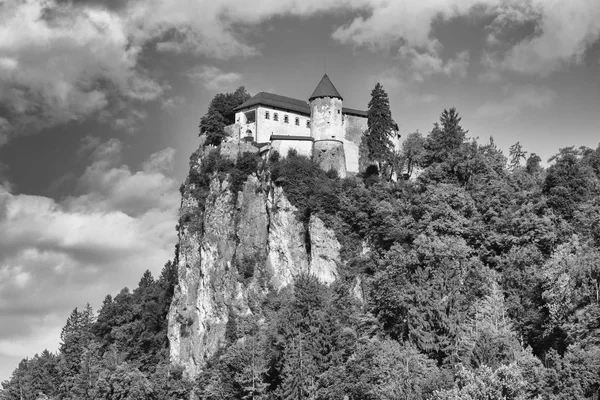 Rock top bled castle nära staden Bled i Slovenien — Stockfoto